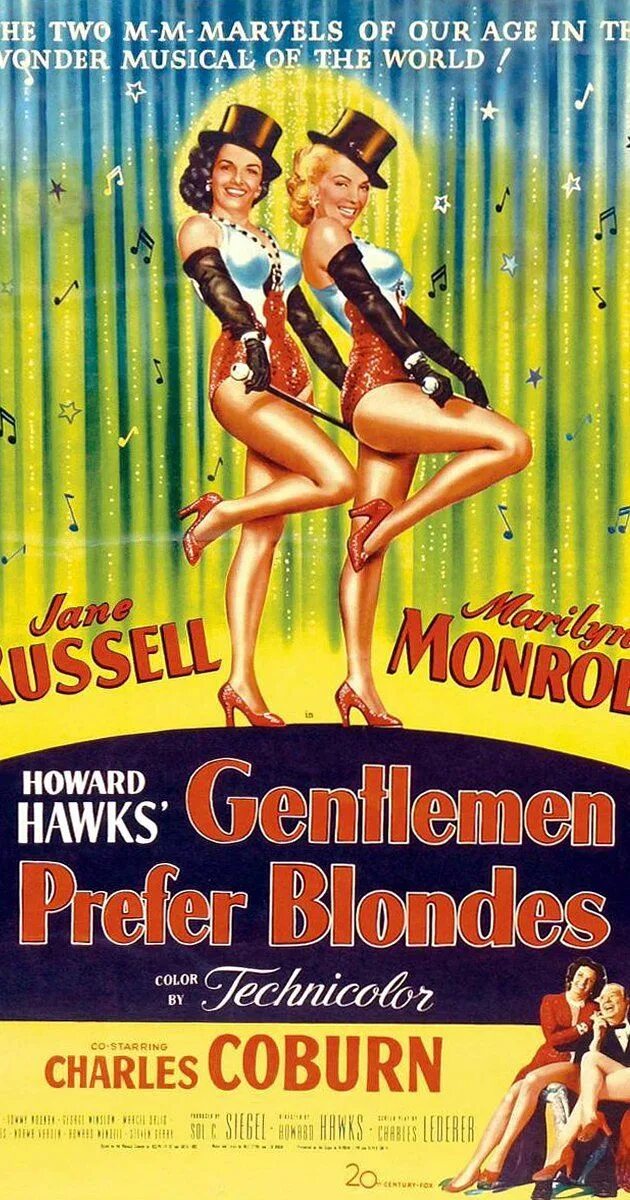 Prefer blondes. Джентльмены предпочитают блондинок Gentlemen prefer blondes (1953). Джентльмены предпочитают блондинок.1953 Постер.