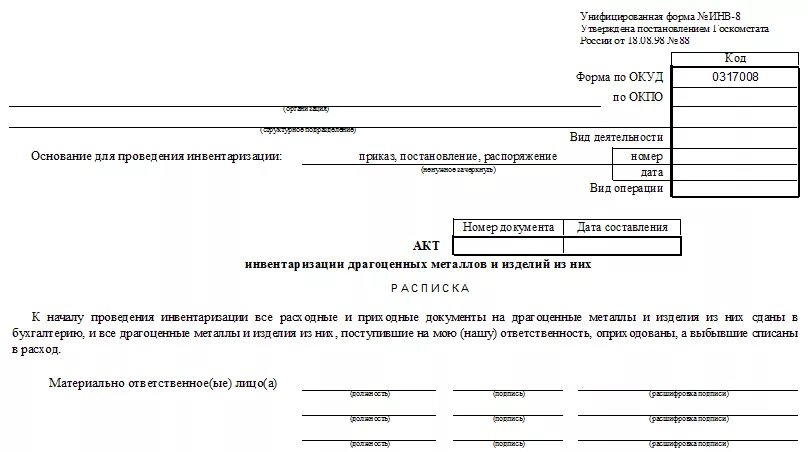 Инвентаризационная опись драгоценных металлов форма инв-8а. Акт инвентаризационной инвентаризационной описи. Пример заполнения акта инвентаризации основных средств. Акт оприходования основных средств по результатам инвентаризации. Инвентаризация ип