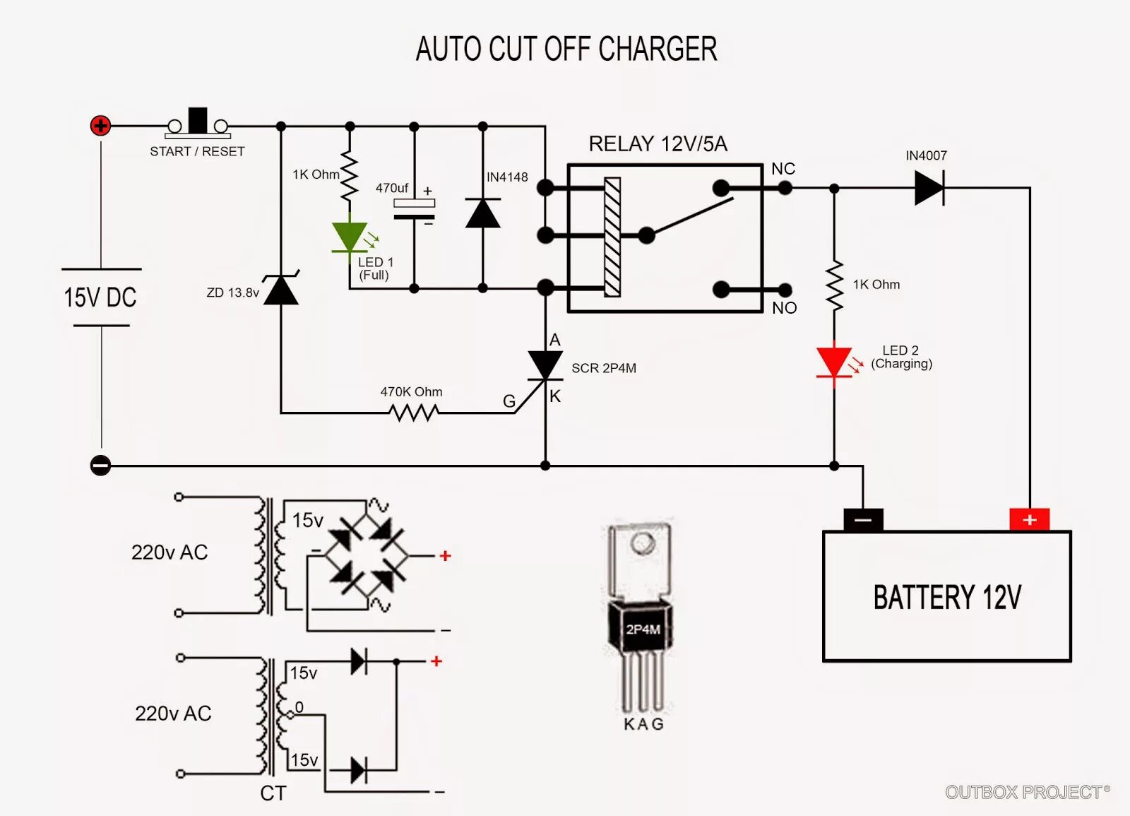Automatic off. Auto Cut off 12 Volt Battery Charger. Тиристор NEC 2p4m. 2р4м тиристор характеристики. P2ed460 микромотор схема.
