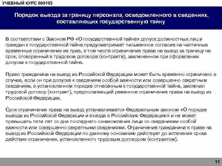 Ограничено право на выезд. Допуск к государственной тайне. Порядок выезда за границу лиц допущенных к государственной тайне. 1 Форма допуска секретности. . Порядок допуска к государственной тайне, формы допуска..