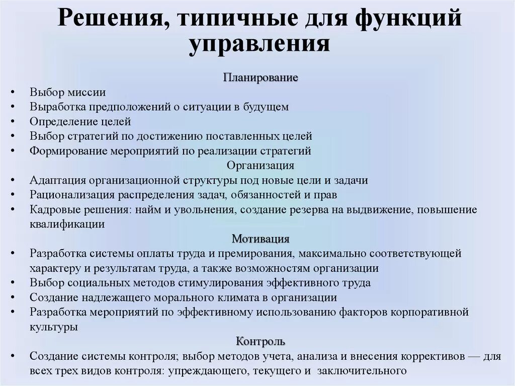 Организационные решения функции. Решения, типичные для функций управления. Функции управленческих решений. Таблица решения типичные для функций управления. Решения типичные для общих функций управления.