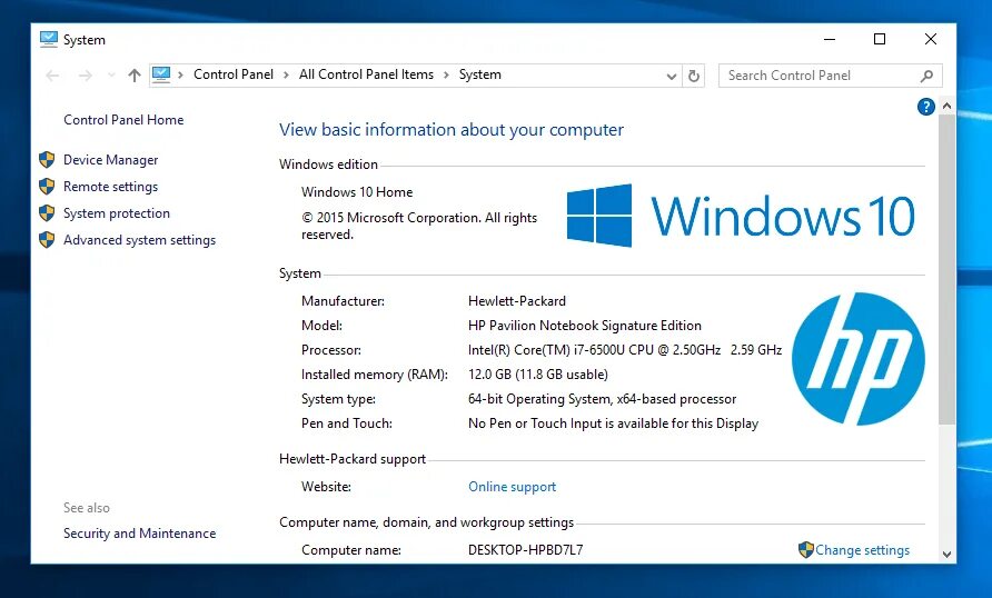 System info windows 10. Hp system information.