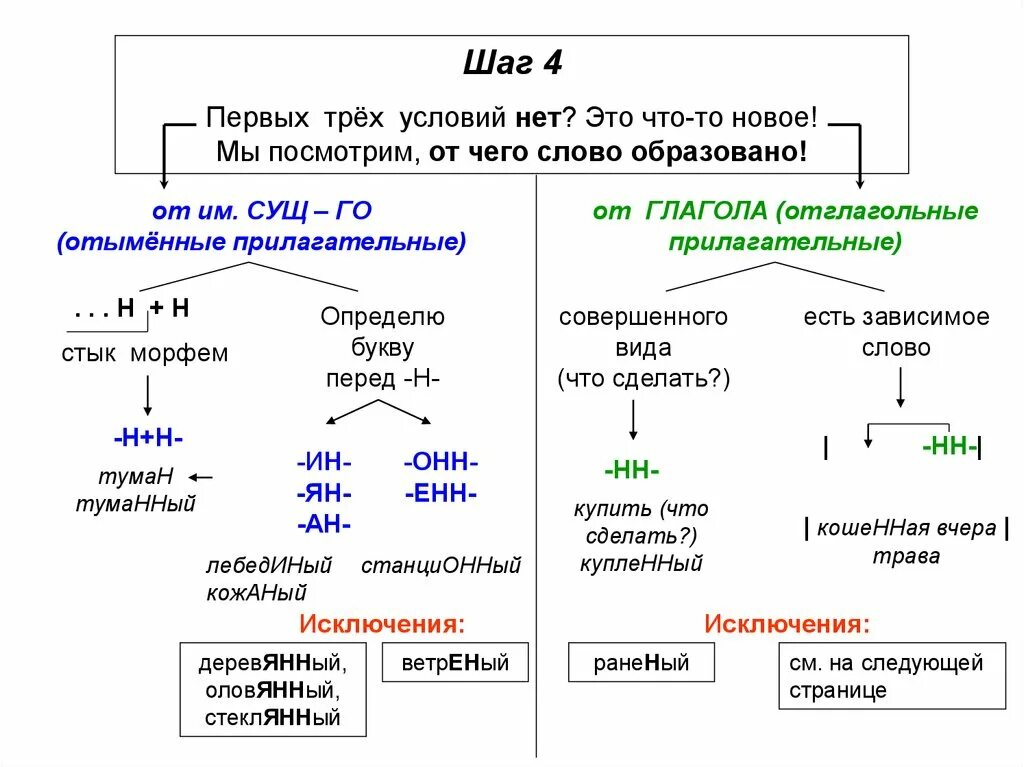 Правила н и нн во всех частях