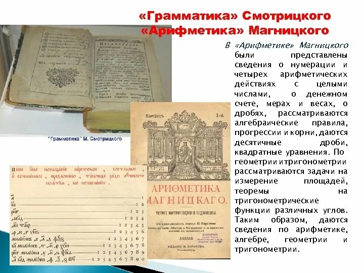 Где были напечатаны книги грамматика и арифметика