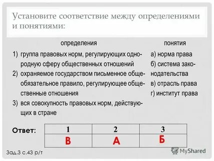 Соответствие описание