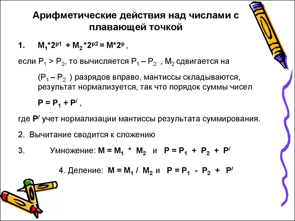 Арифметическое действие 6. Арифметические действия над числами с плавающей точкой. Арифметические операции над числами с плавающей точкой. Свойства арифметических действий над числами. Операции над числами с плавающей точкой.