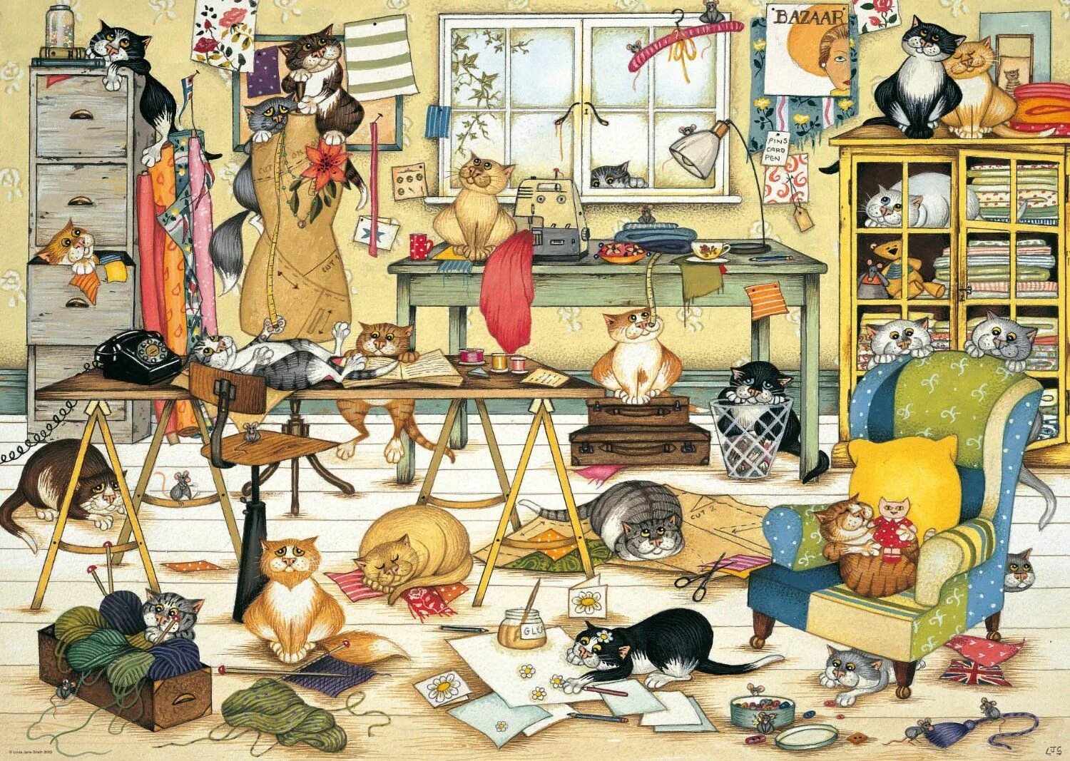Задания найди кота. Комната с кучей вещей. Картины с множеством деталей. Беспорядок в комнате живопись. Найди вещи на картинке.