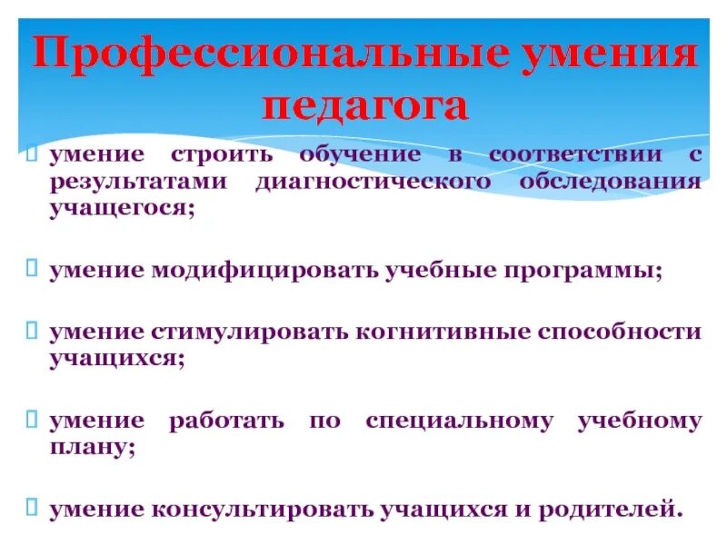 Профессиональные знания умения навыков педагога