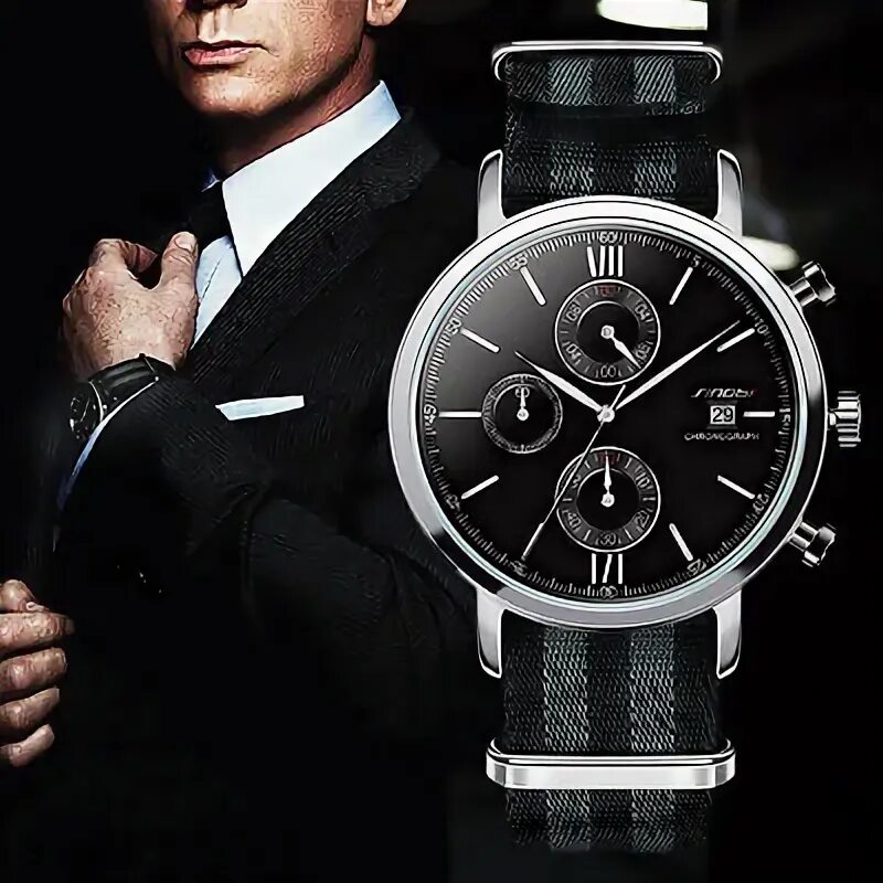 Mens Watch James Bond 007 Spectrum Date New Fabric Chronograph Waterproof Top* e