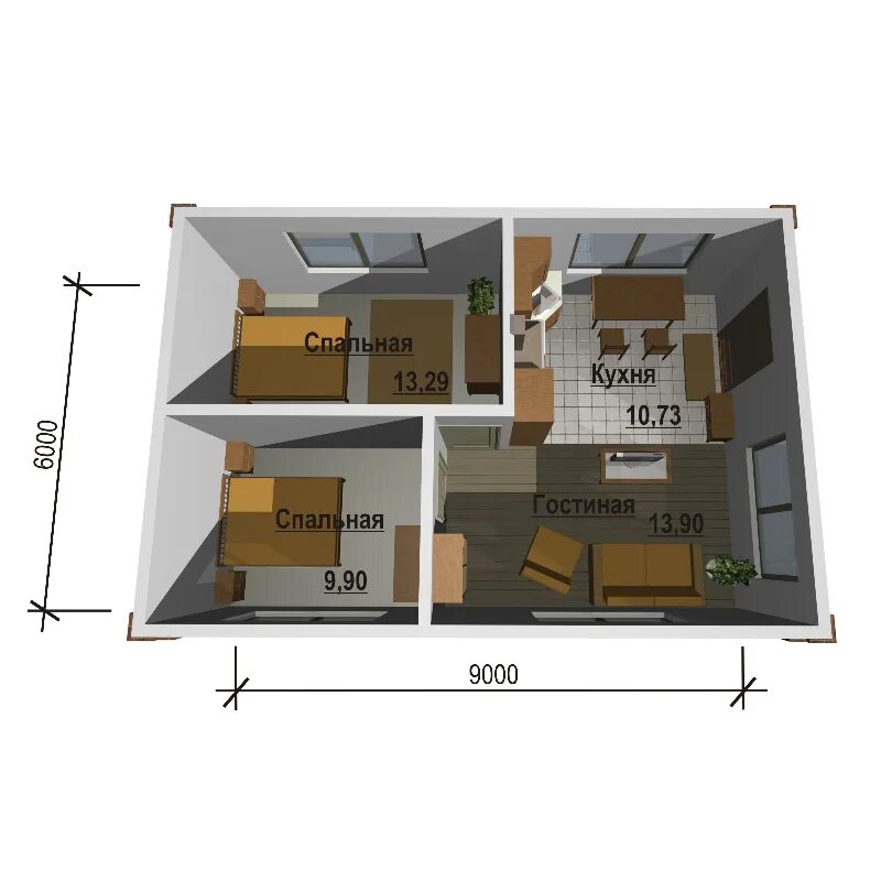 2-комнатная планировка квартиры 54.1 м² в ЖК Brooklyn, Киев - Domik.ua