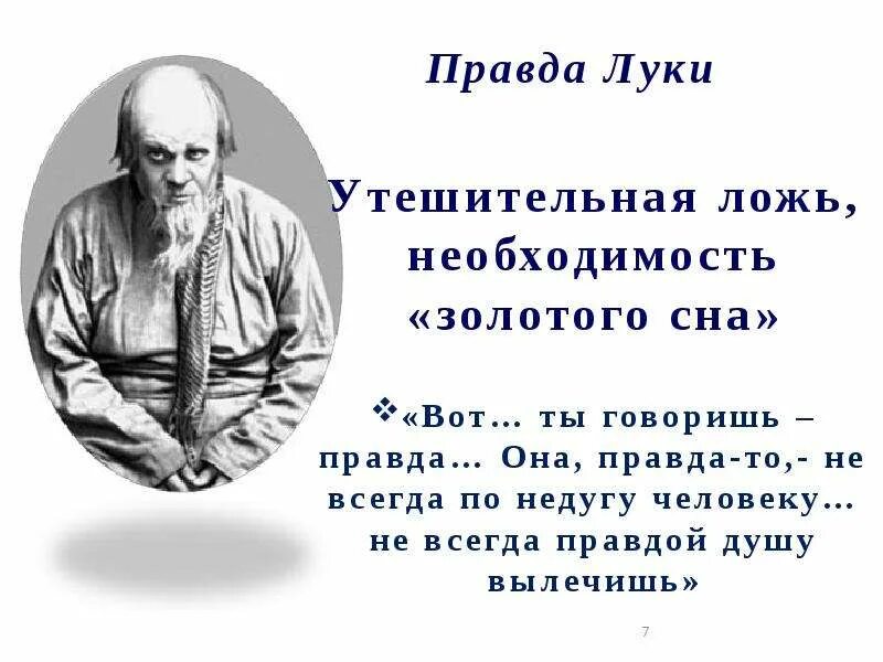 Правда Луки. Цитаты Луки о лжи. Спор о человеке спор о правде