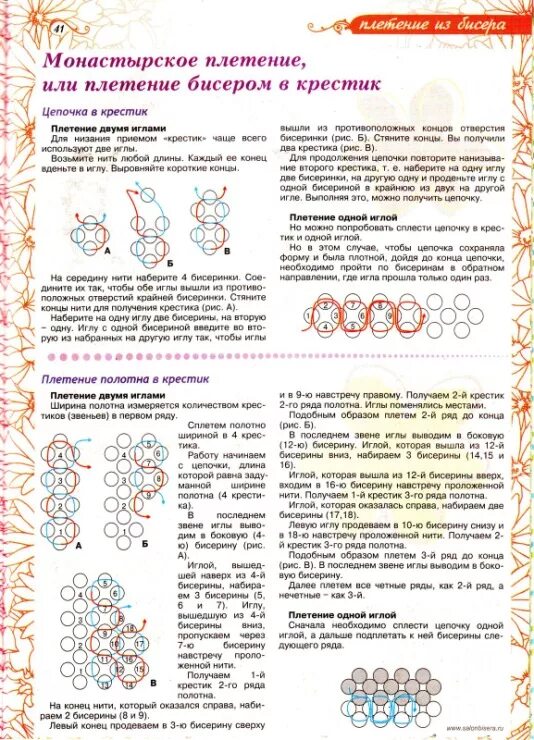 Кольцо из бисера в 2 ряда крестиком. Монастырское плетение. Плетение полотна крестом бисером. Плетение крестиком. Монастырское плетение бисером одной иглой.