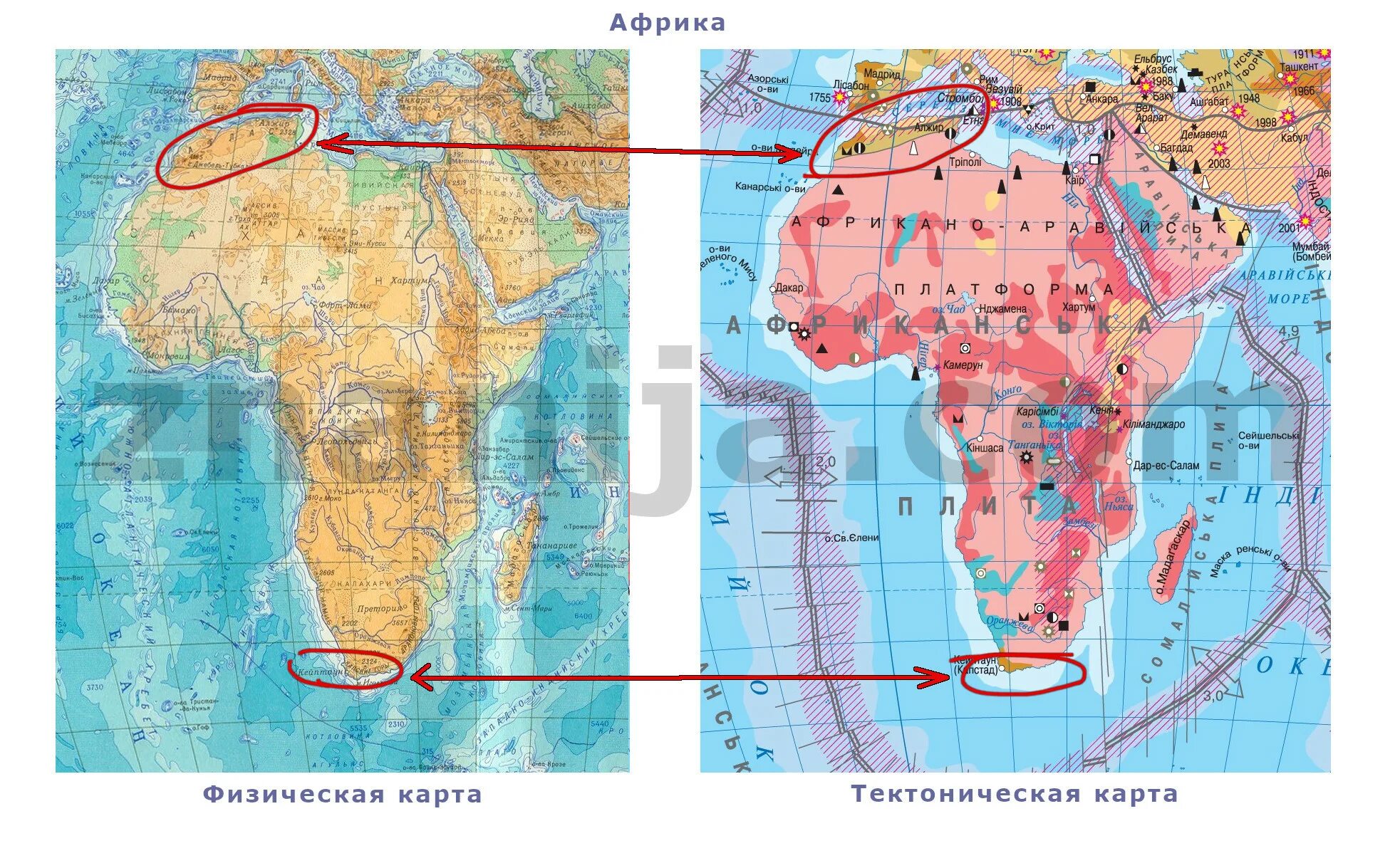 Тектоническая карта африки