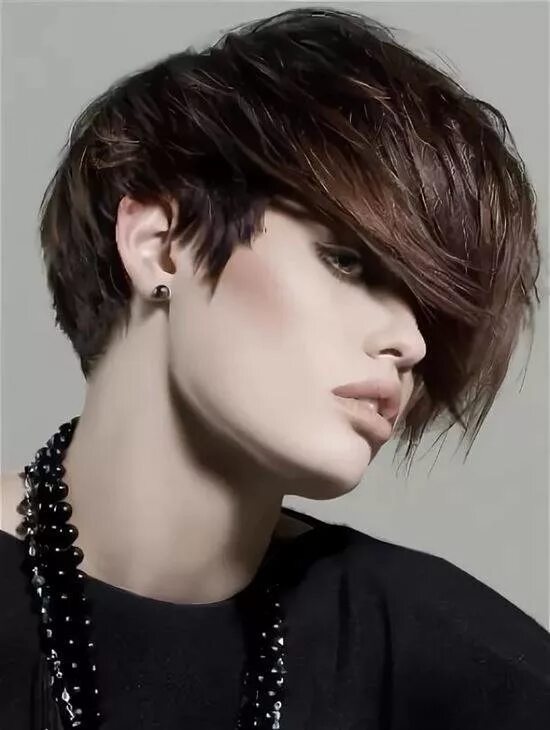 Tapered Pixie With Long Jagged Bangs Short hair styles african american, Thick h
