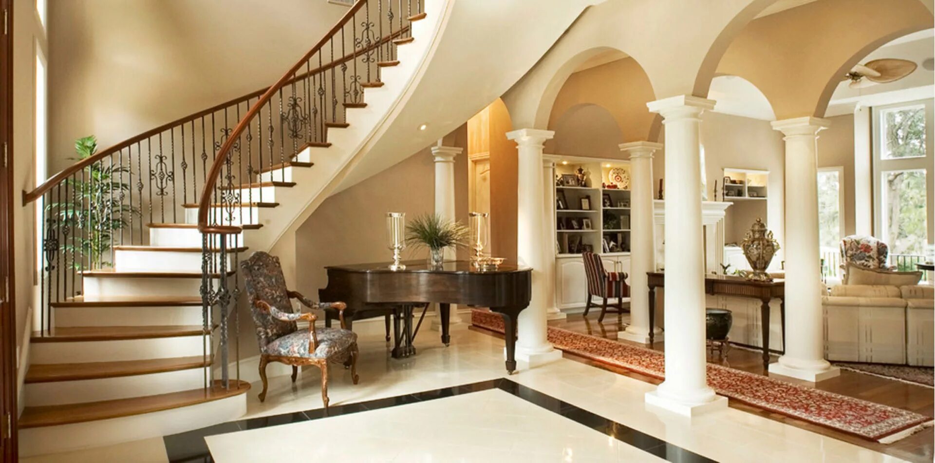 Красивый второй этаж. Красивые интерьеры домов. Красивые лестницы. Лестница в интерьере. Шикарная лестница.