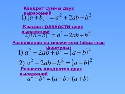 Формула разложения на множители суммы квадратов