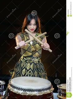 Drummer girl stock photo. 