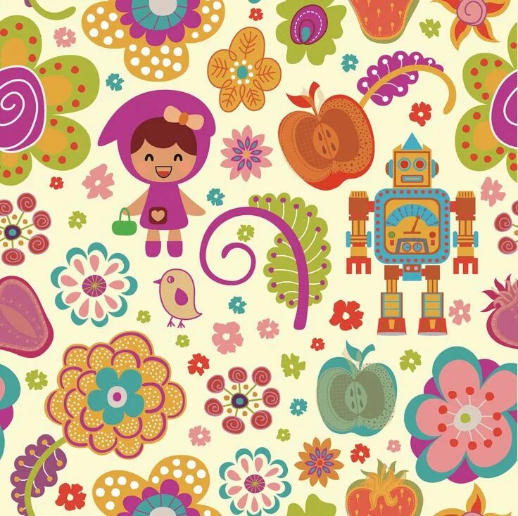 Little pattern. Узор мультяшный. милый узор вектор. роботы вектор паттерн. cute pattern.
