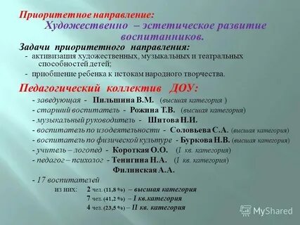 Основные направления художественной деятельности