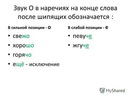 Слова с ударной гласной после шипящих