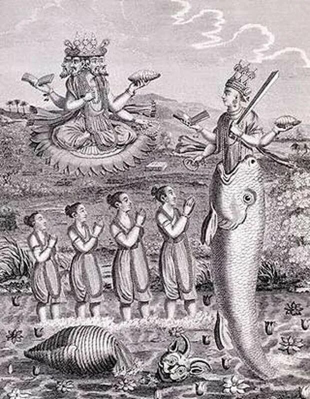 Индийский миф о всемирном потопе. Вишну сказание о потопе. Ману индуизм. Ману и матсья рыба. Индийское сказание о потопе.