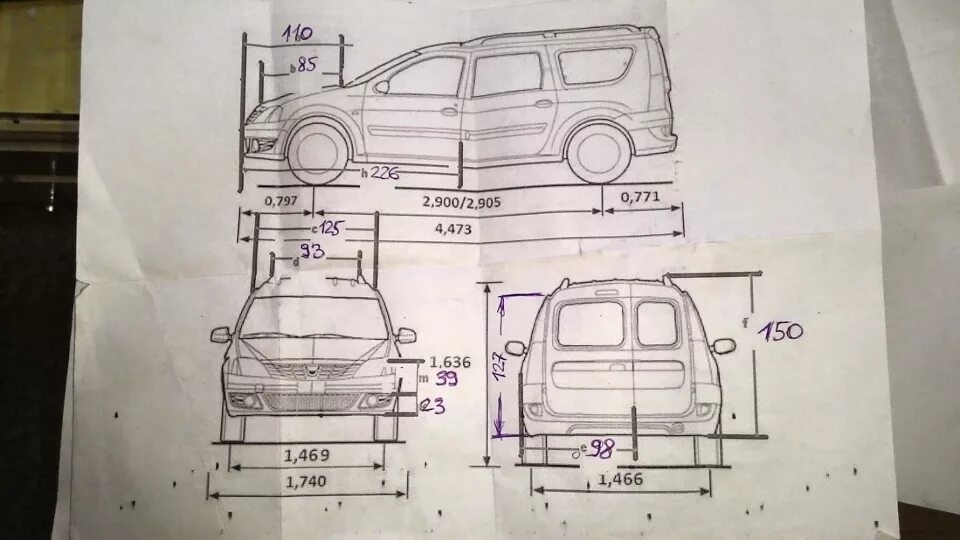Размеры заднего