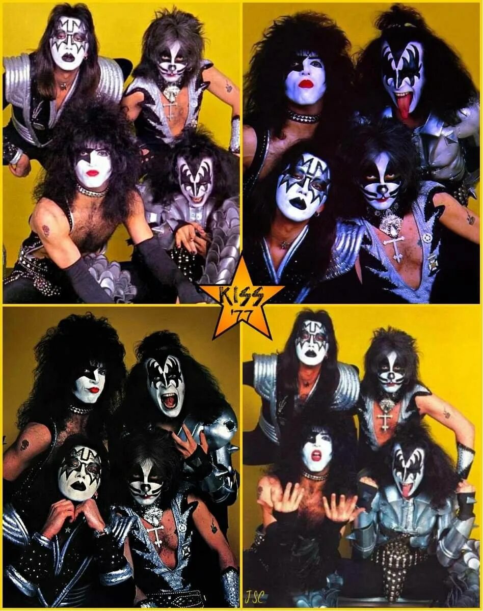 Грим группы кисс. Группа Kiss. Kiss Band без грима. Участники группы Kiss. Группа Кисс в 1977 году.