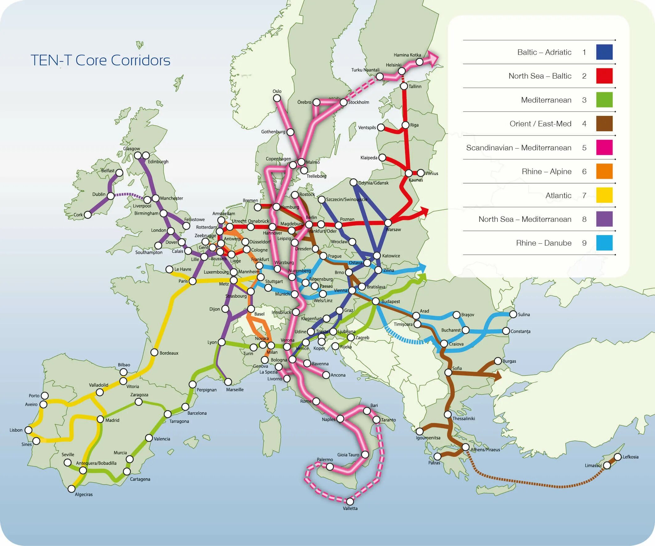 Транспортная сеть Европы. Трансъевропейская транспортная сеть (ten-t). Карта транспортных путей Европы. Транспортные пути Европы.