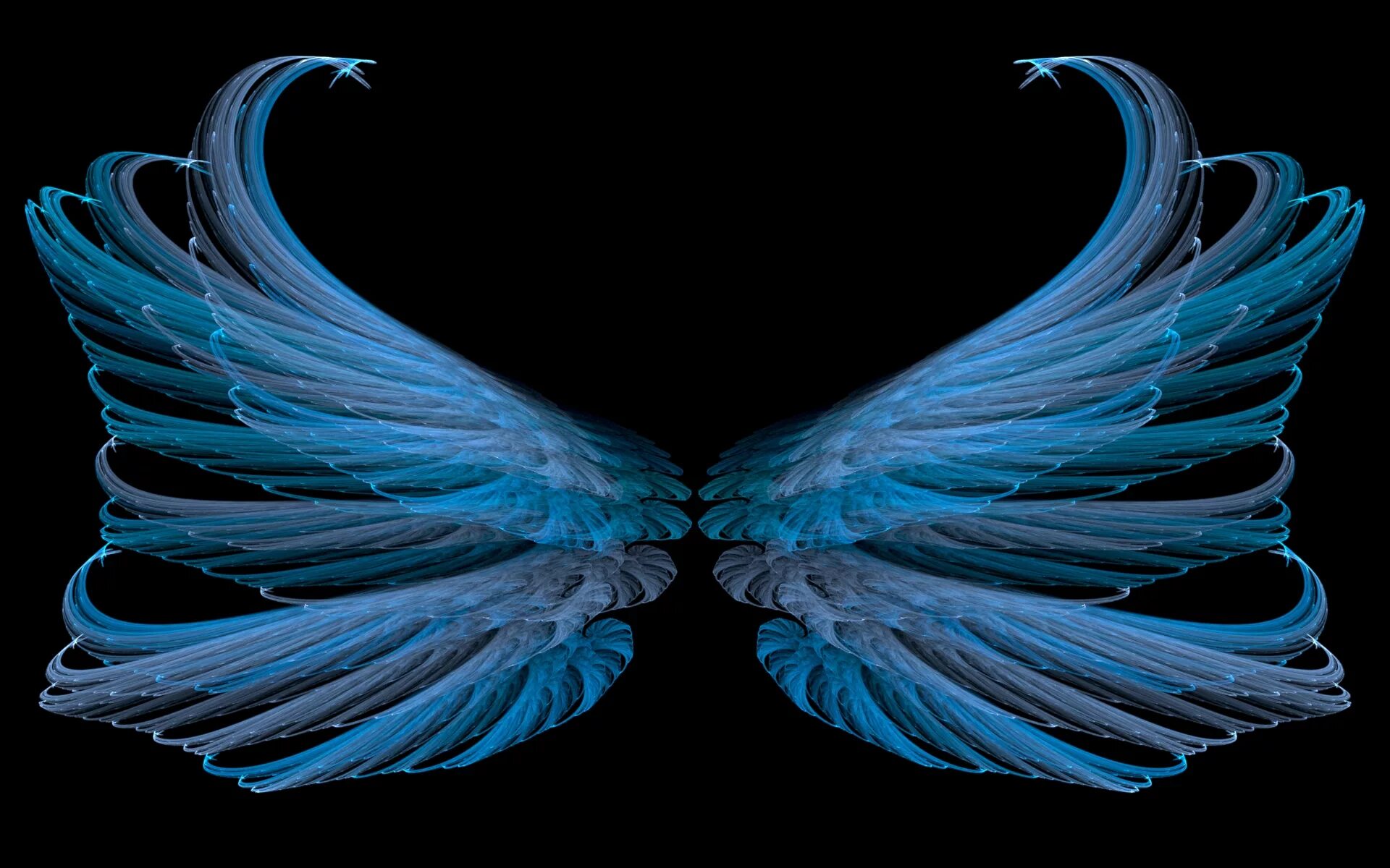 Красивые Крылья. Синие Крылья. Необычные Крылья. Крылья ангела. Крылья на черном фоне