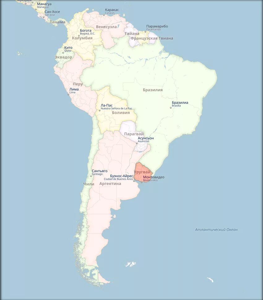 Уругвай столица на карте