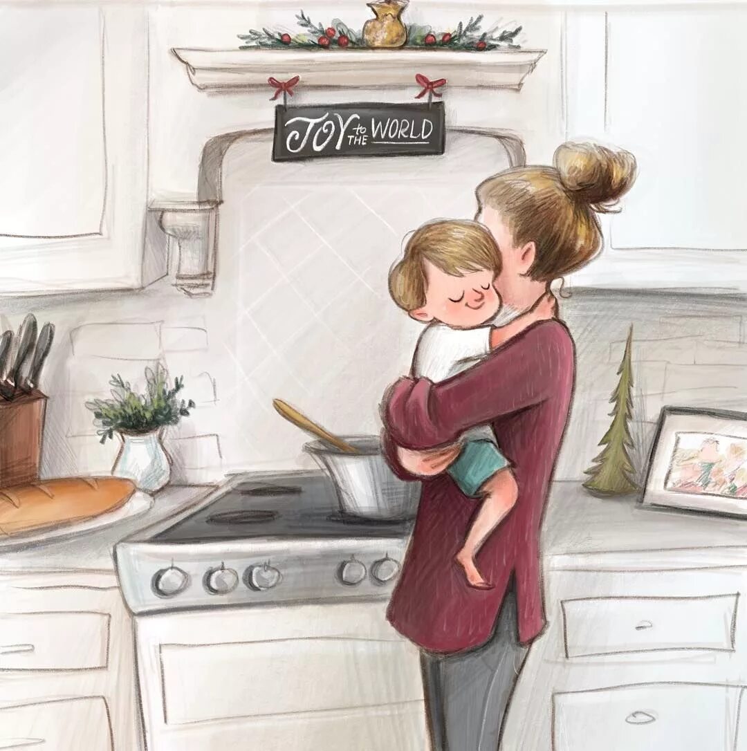 Neighbour mom. Кухня рисунок. Мама иллюстрация. Картинка мама. Мама на кухне.