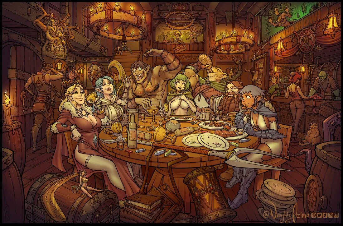 Luna in the tavern hacked. Таверна мультяшная. Таверна красный дракон арты.