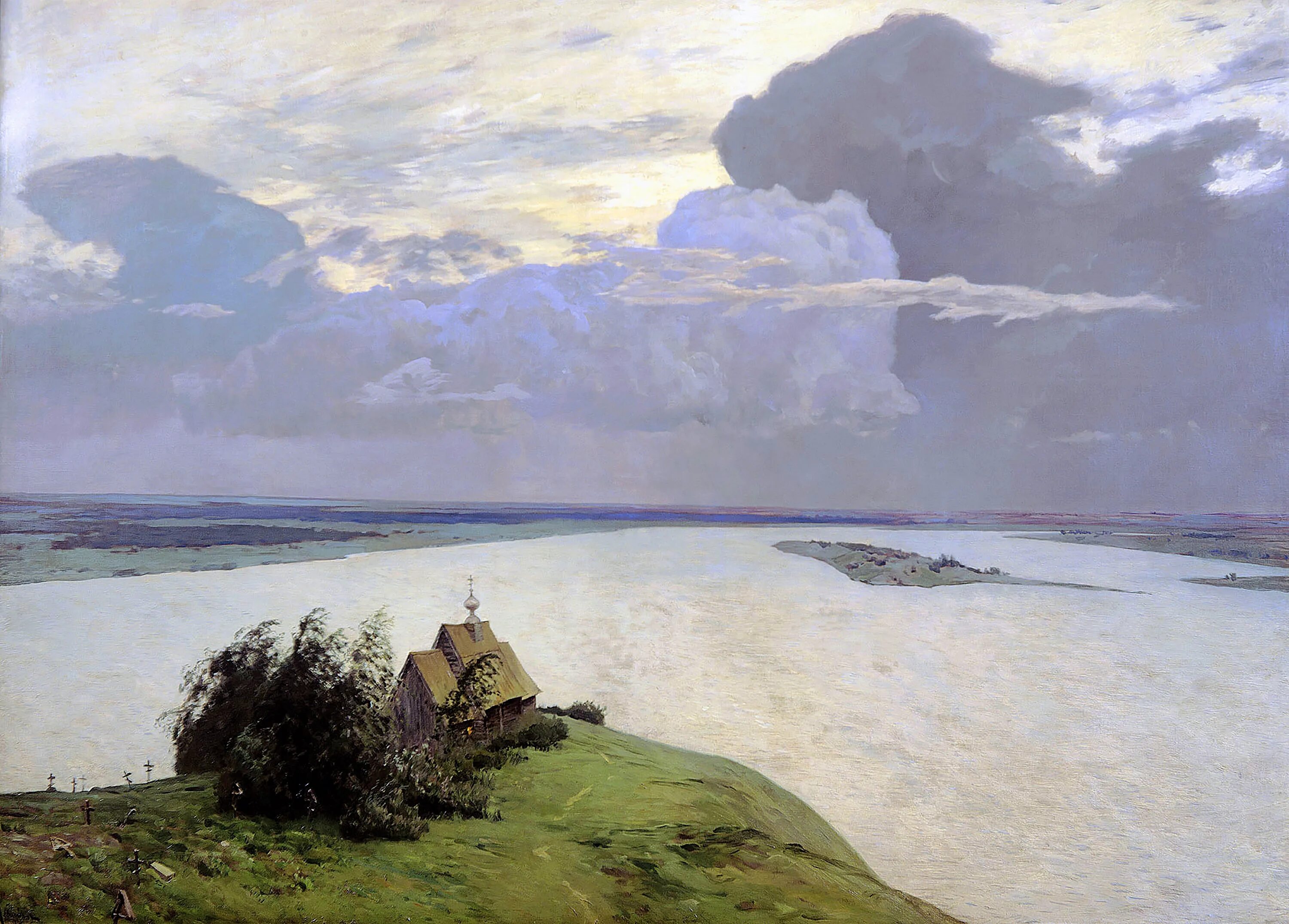 Какие есть картины русских художников. Левитан над вечным покоем 1894.