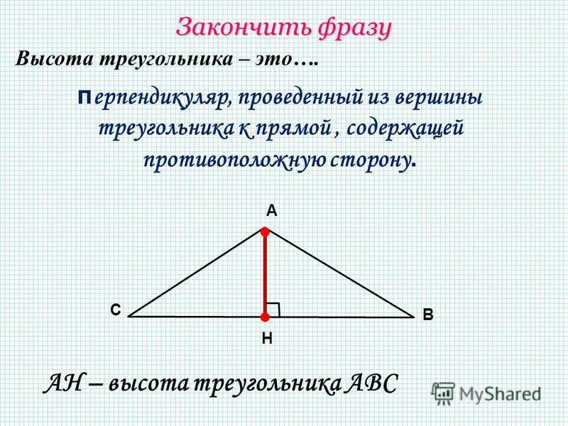 Что показывает высота в треугольнике