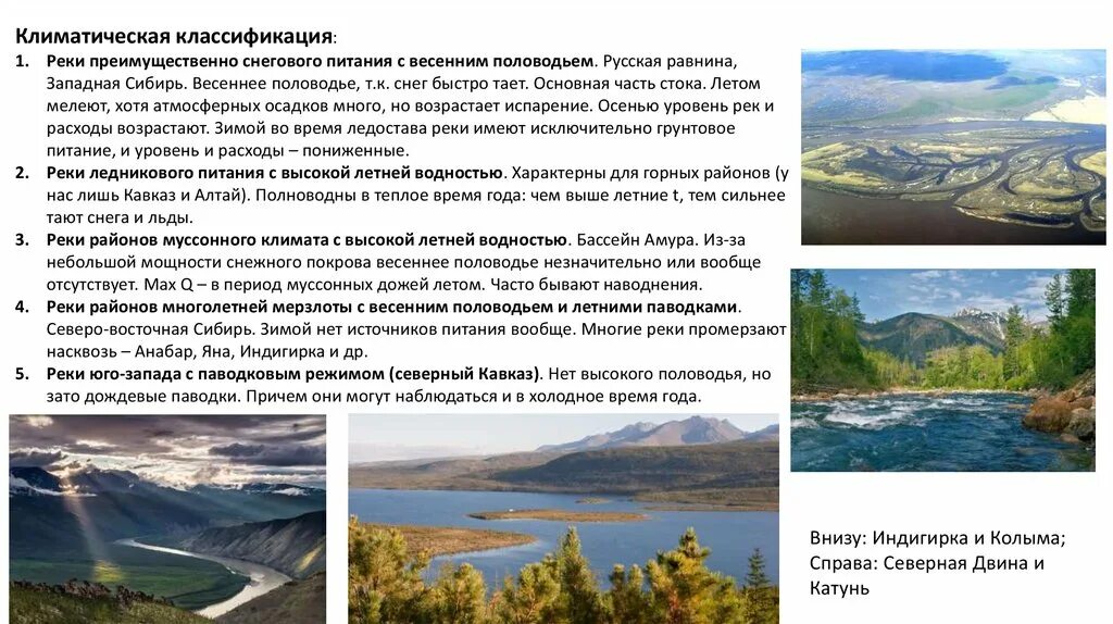 Климат внутренние воды россии. Классификация рек. Классификация рек России. Типы рек по Зайкову. Классификация рек по типу питания.