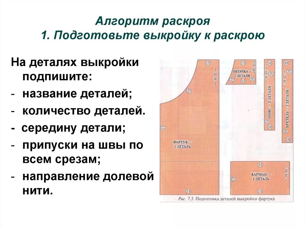 Количество деталей в изделии. Выкройка фартука 6 класс технология. Раскройка фартука 5 класс технология. Раскрой фартука на ткани. Детали кроя фартука.