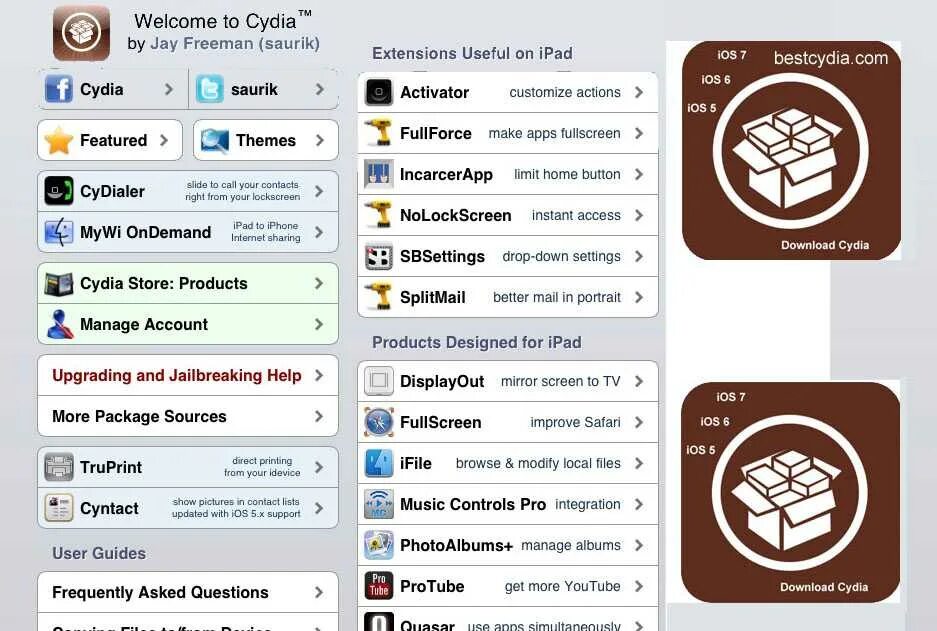 Jailbreak ios приложения. Сидия для ios. cydia (программное обеспечение). cydia store. cydia обзор программы.
