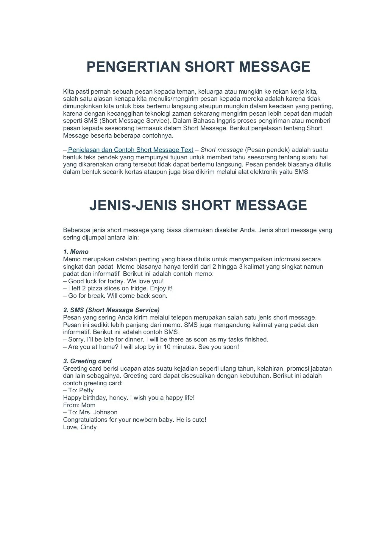 Writing short messages. Writing short messages