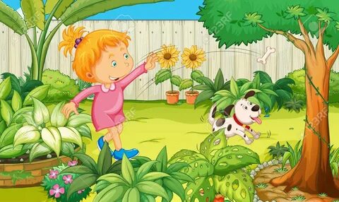 Her is in the garden