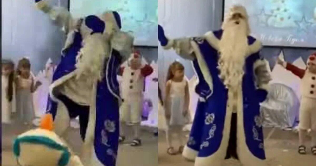 Дед мороз танцует в детском саду