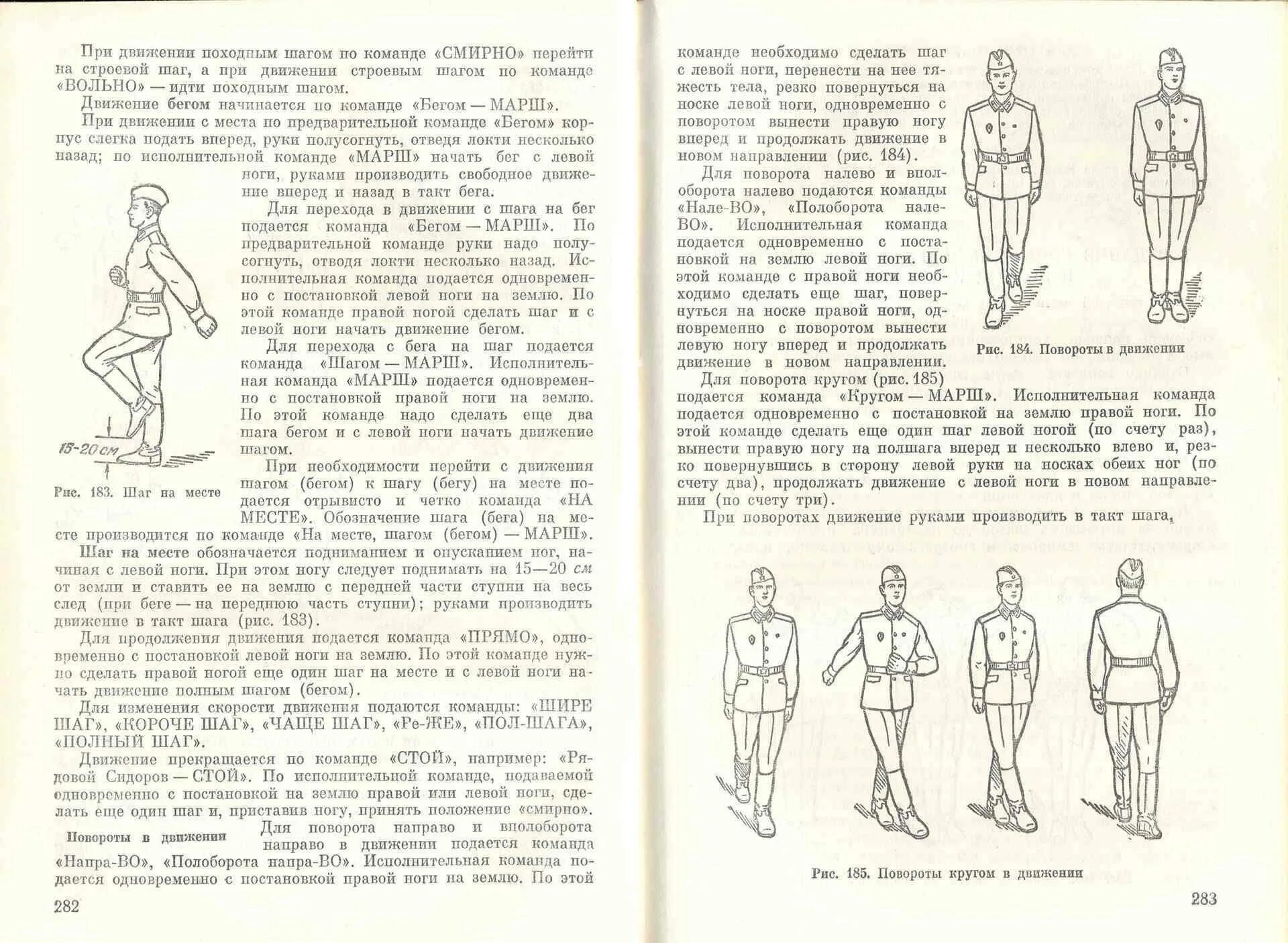 Команда кругом в движении. Движение строевым шагом. Выполнение команды на месте шагом марш. Строевой шаг и походный шаг. Движение походным шагом.