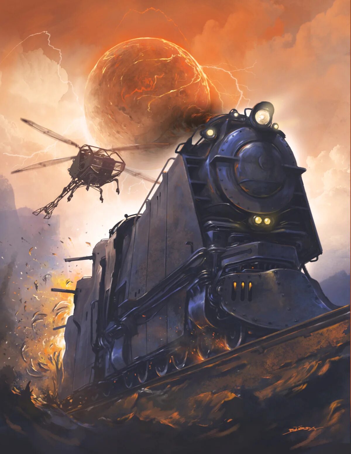 Battle train. Художник Alejandro Burdisio. Боевой поезд арт. Алехандро Бурдисио. Siege book.