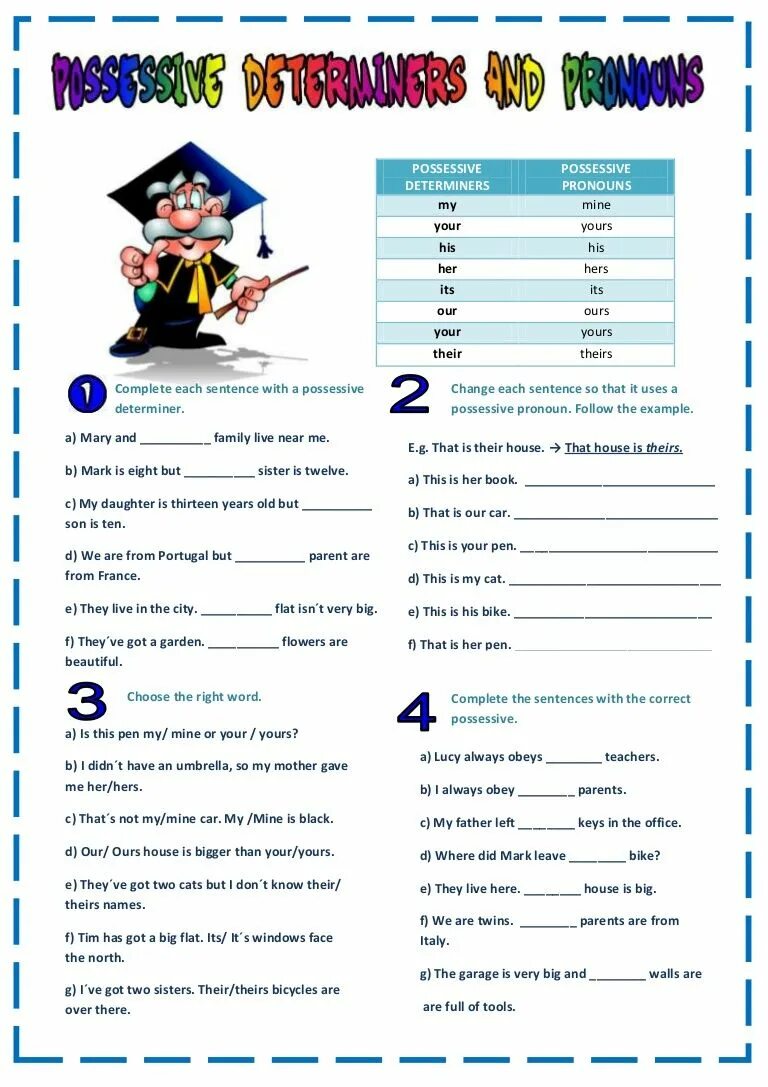 My mine your yours exercises
