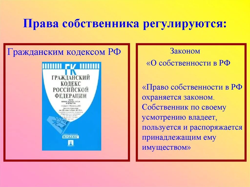 Защита прав собственни. Защита прав собственности ГК РФ.