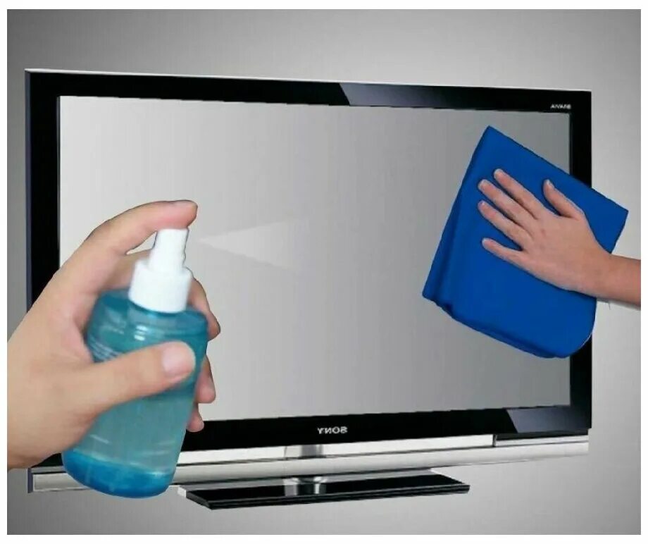 чистка монитора. очиститель мониторов. протирает экран телевизора. жидкость для протирания экрана. для очистки монитора.