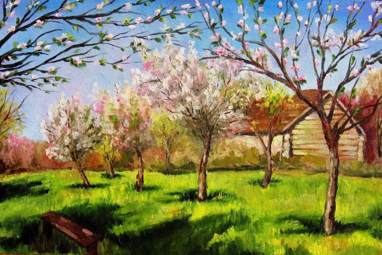 Художники весны с названиями. И.И.л5витан цветущие яблоки.