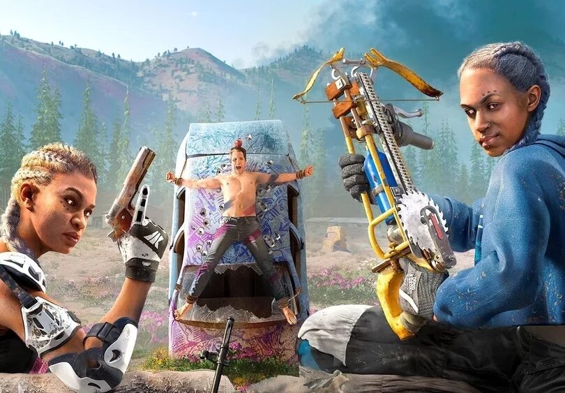 Far Cry New Dawn сестры. Far Cry New Dawn мотоциклы. Far Cry New Dawn близняшки. Фар край сестры близняшки. See far go further