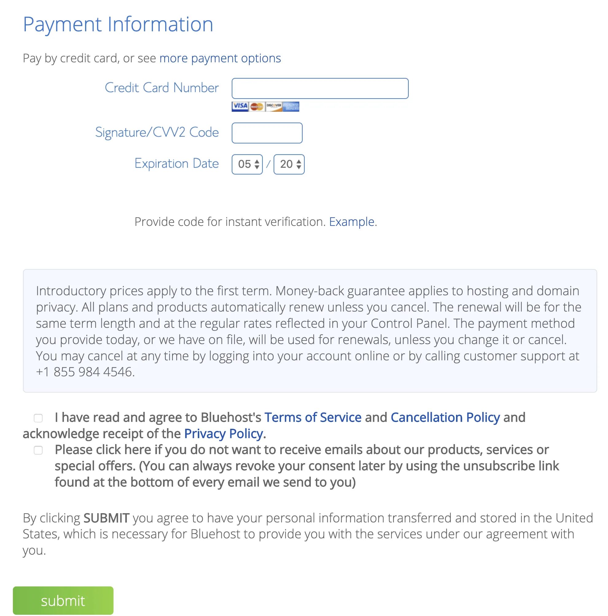 Pay information. Payment information.