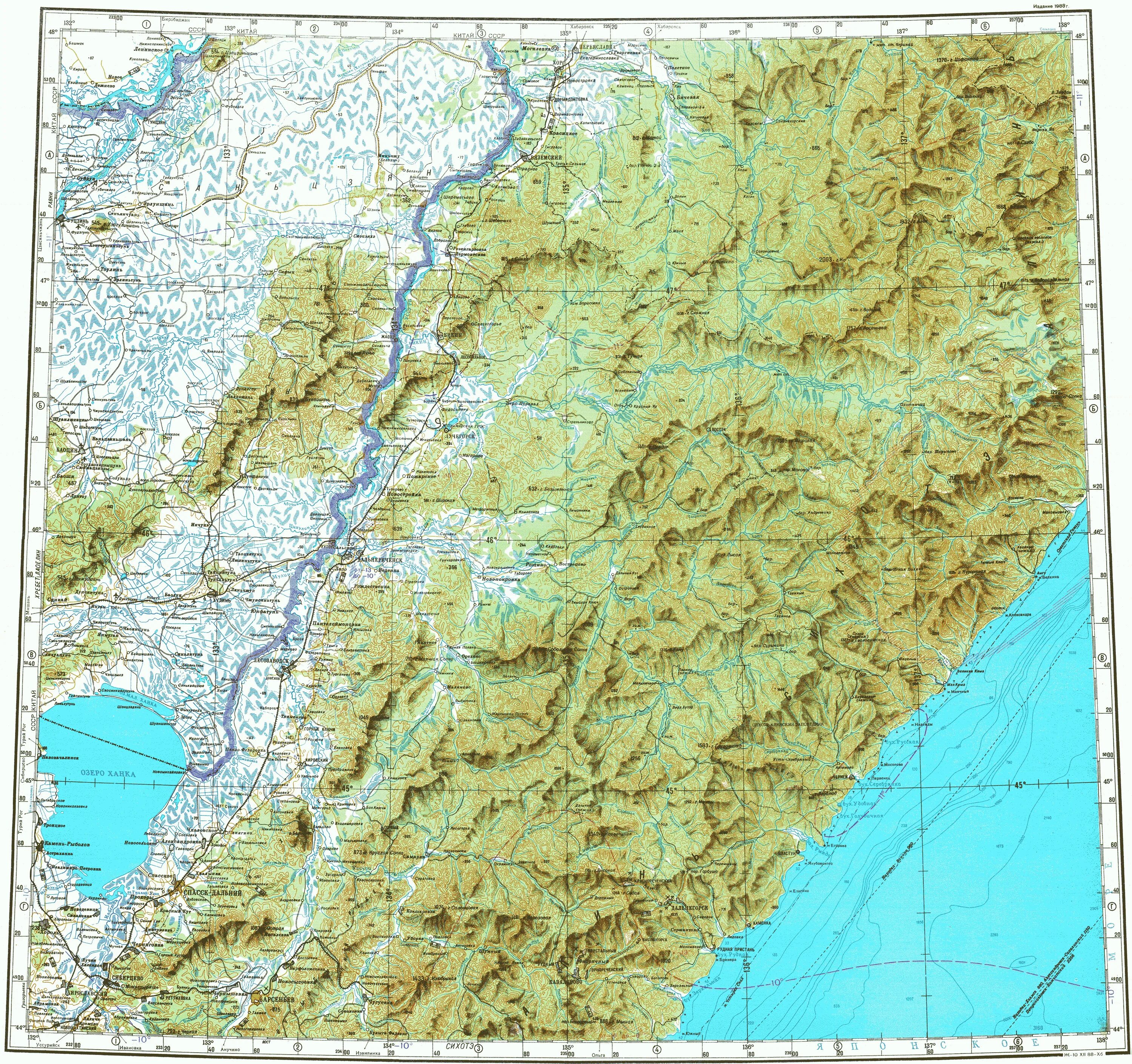 Топографическая карта Приморского края подробная. Рельеф Приморского края карта. Физическая карта Приморского края. Хребты Приморского края на карте.