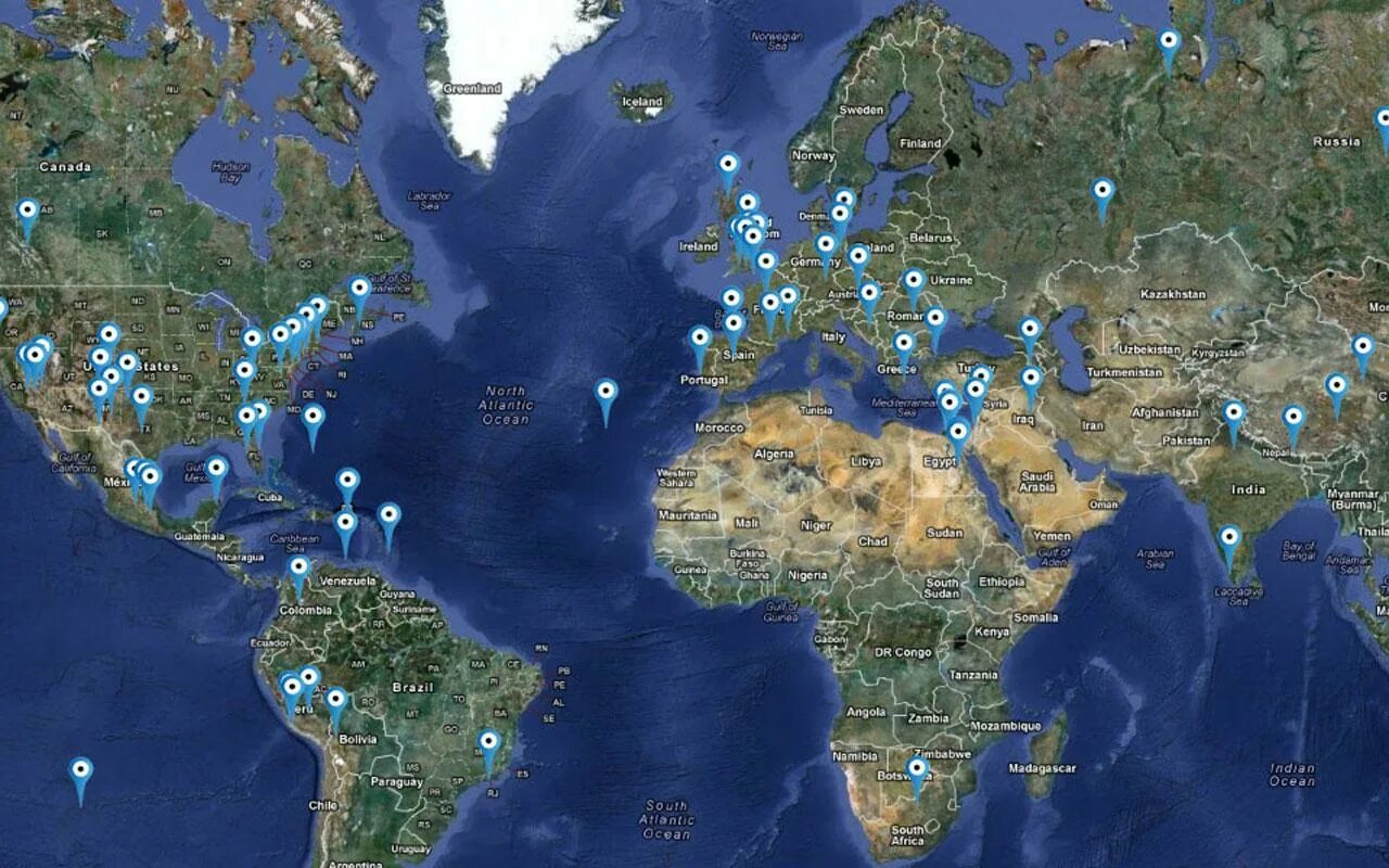 Просмотр карты в реальном времени. Мировой карта Спутник.